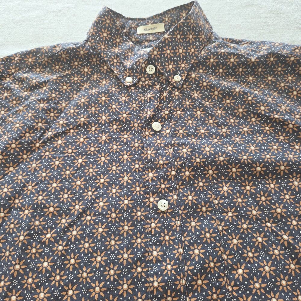 J Crew Stretch Classic Button Down Patterned Small Organic Cotton Floral Sun
